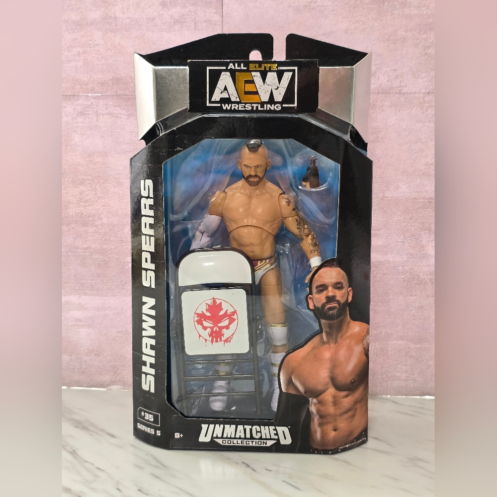 AEW Unmatched Collection Shawn Spears Action Figure with White and Red Chair